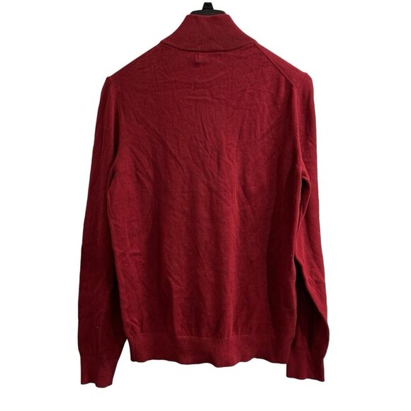 Nautica Sweater Mens M 1/4 Zip Burgundy Pullover Mock Neck Classic Preppy Casual - Picture 2 of 8